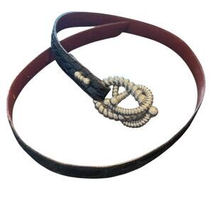 VTG Fahrenheit NY Connie Bates Pewter Buckle  Black Croc Leather Belt
